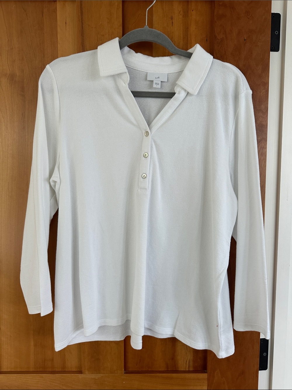 J. Jill White Long-Sleeve Polo Top- NEW